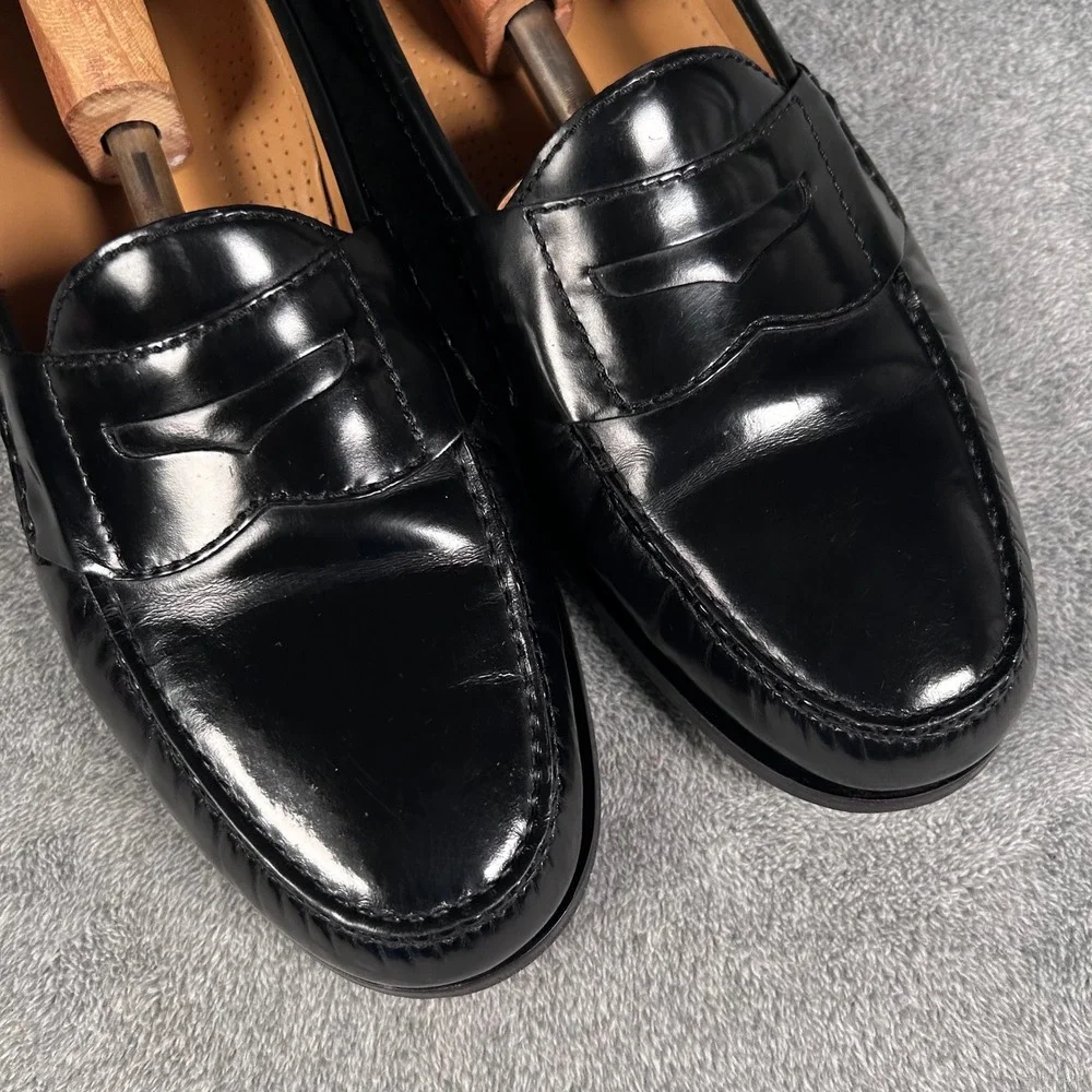Cole Haan Penny Loafers Black Leather Moc Toe Slip On Dress Shoes Mens 13D 03503